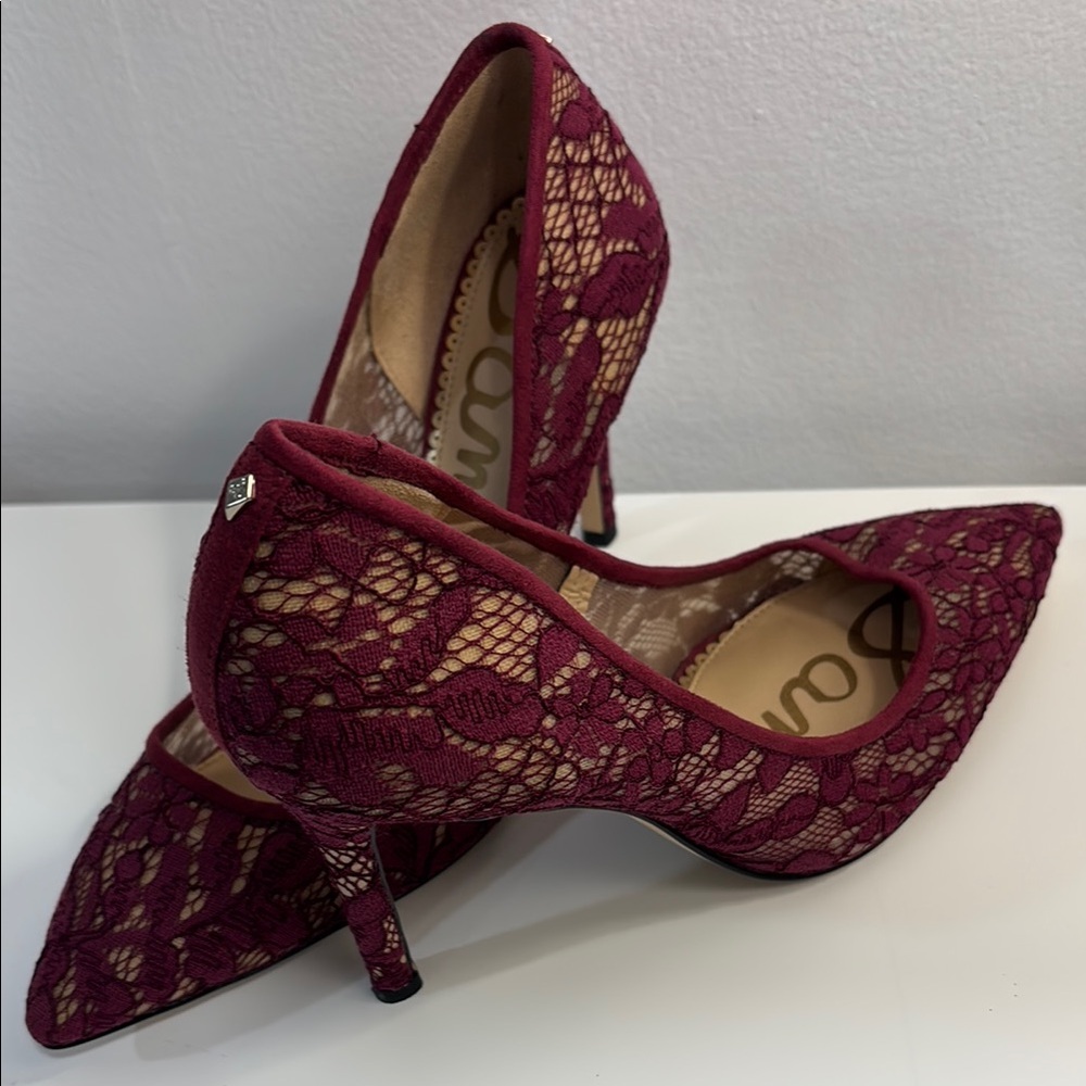 Sam Edelman Raspberry Magenta Pink Lace Stiletto Heels